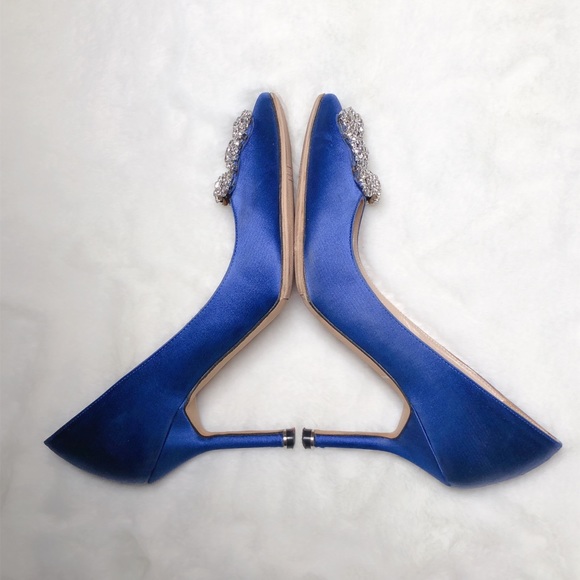 โค๏ธSOLDโค๏ธManolo Blahnik hangisi pumps 100 blue 35 - Picture 5 of 10